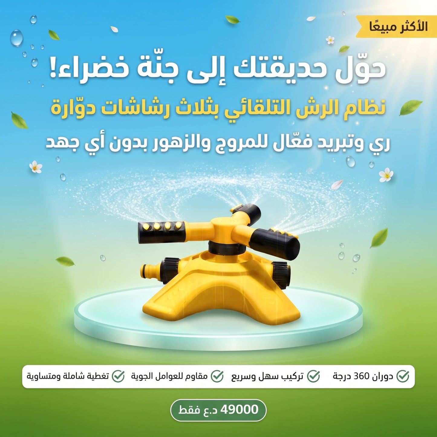 رشاشات المياه التلقائية في الحديقة